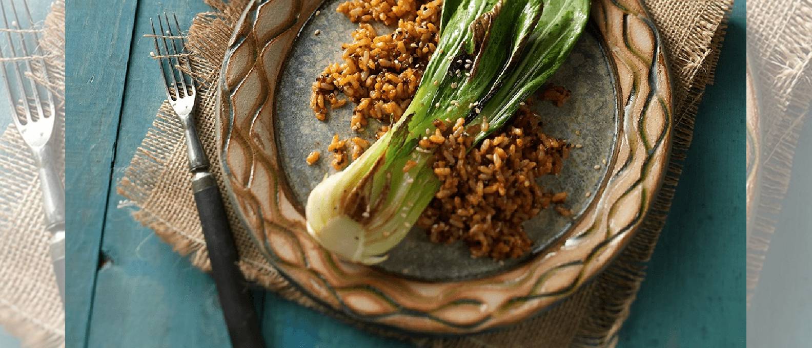 SAVORY BABY BOK CHOY WITH QUINOA & BROWN RICE