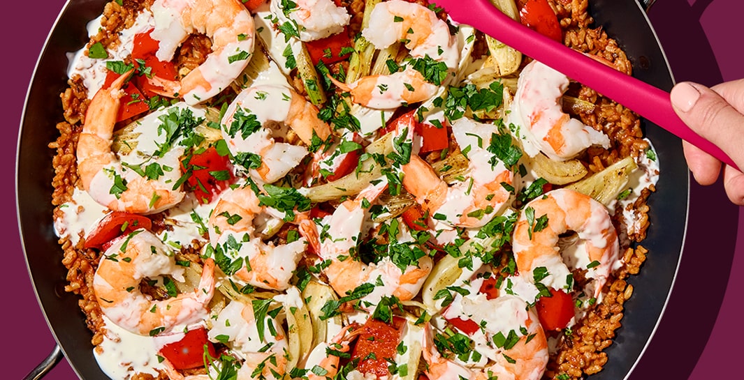 Organic seafood paella recipe.