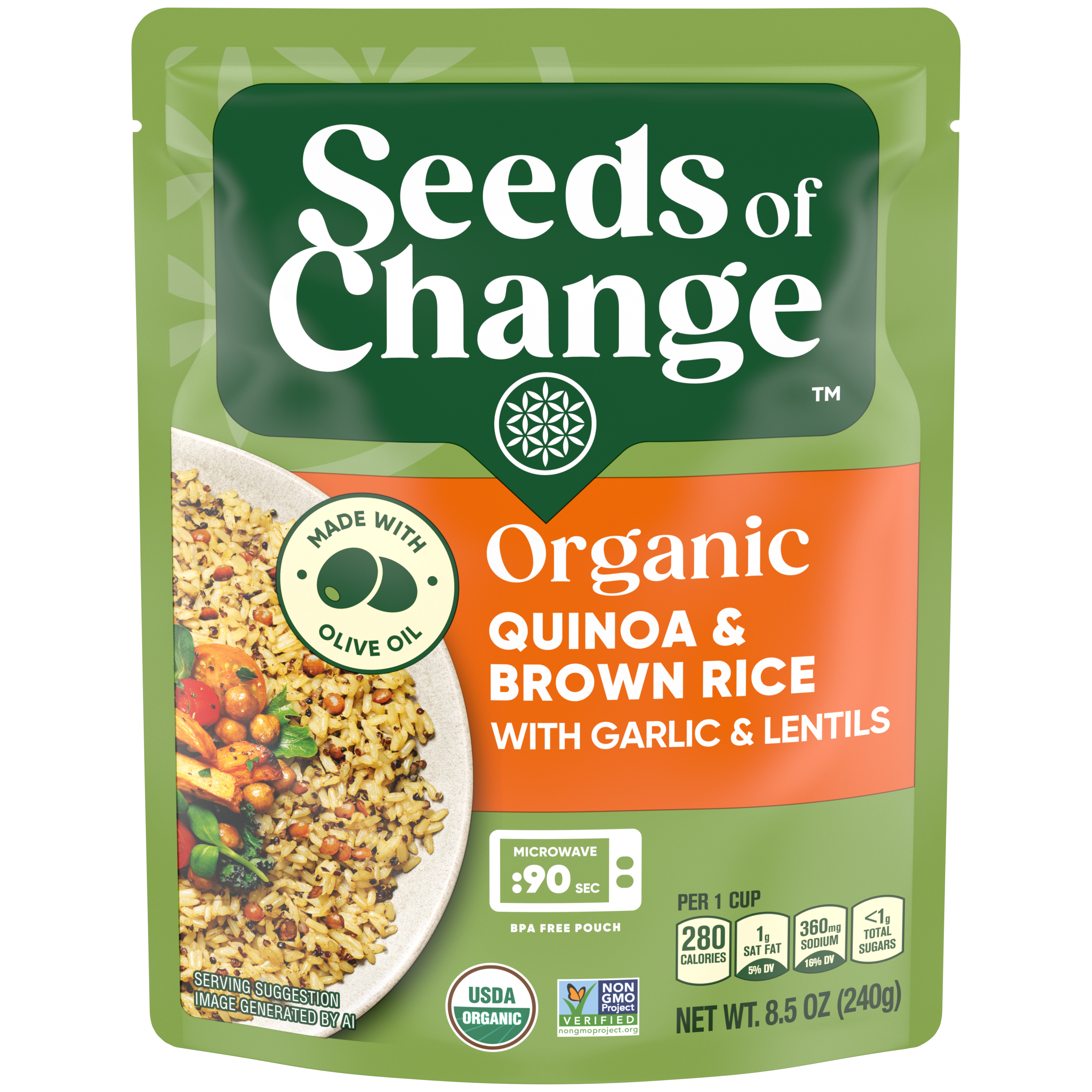 SEEDS OF CHANGE™ Organic Quinoa & Brown Rice with Garlic & Lentils image